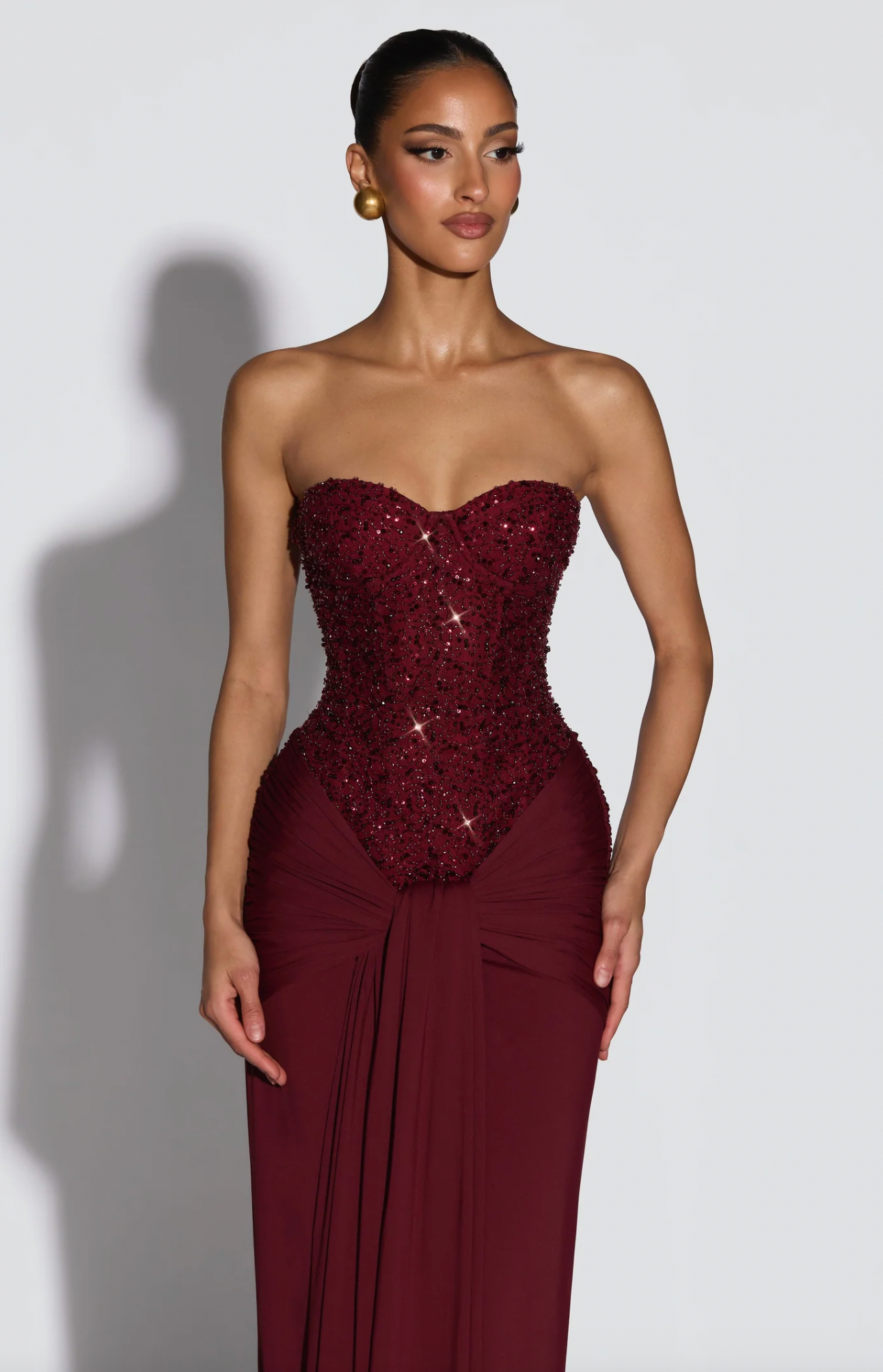 BABYBOO CARINA MAXI DRESS BURGUNDY