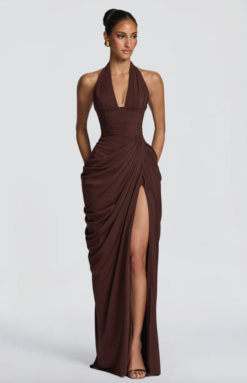 BABYBOO MINETTE MAXI DRESS PLUM BROWN