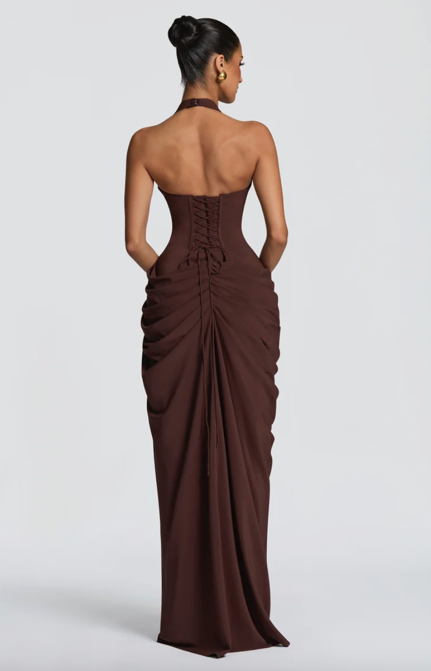 BABYBOO MINETTE MAXI DRESS PLUM BROWN