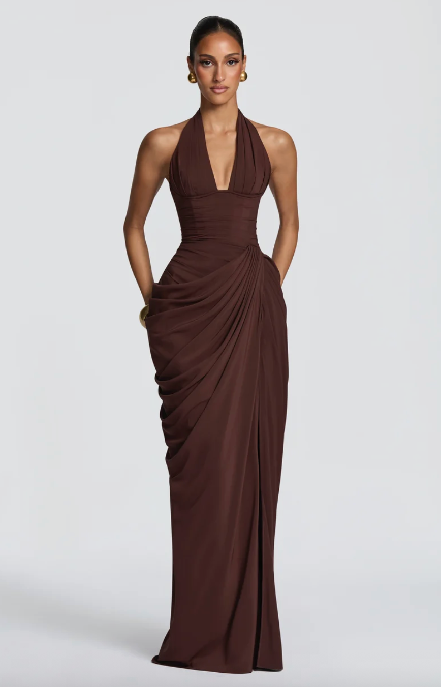 BABYBOO MINETTE MAXI DRESS PLUM BROWN