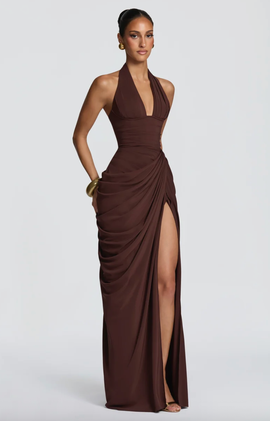 BABYBOO MINETTE MAXI DRESS PLUM BROWN
