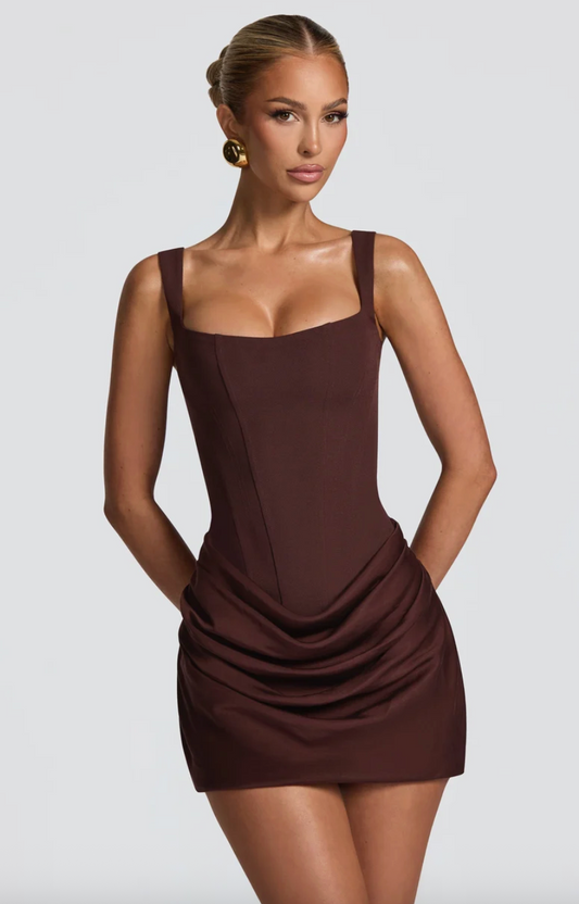 BABYBOO CORNELIA MINI DRESS PLUM BROWN