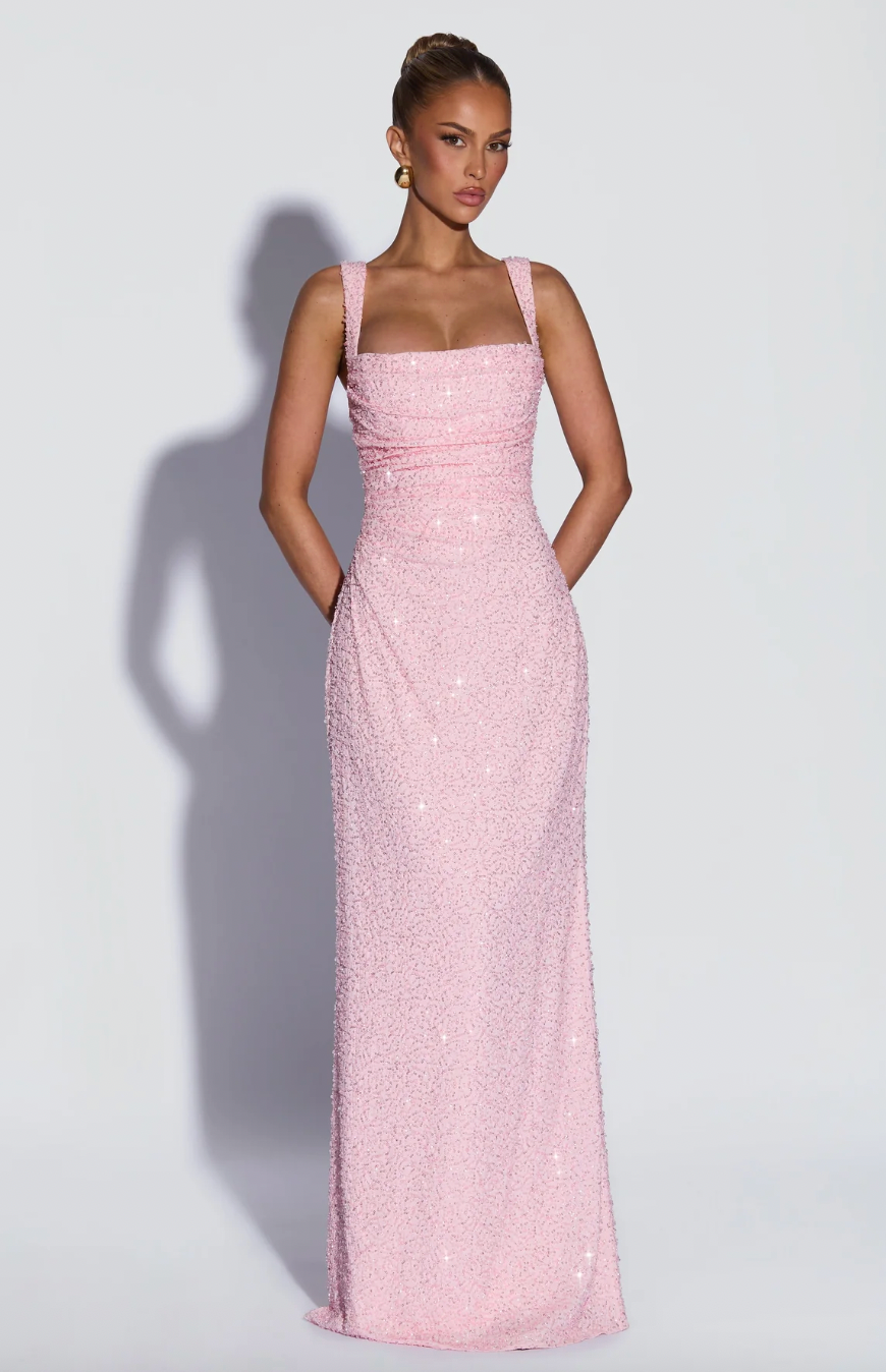 BABYBOO CALANTHE MAXI DRESS BLUSH PINK SPARKLE