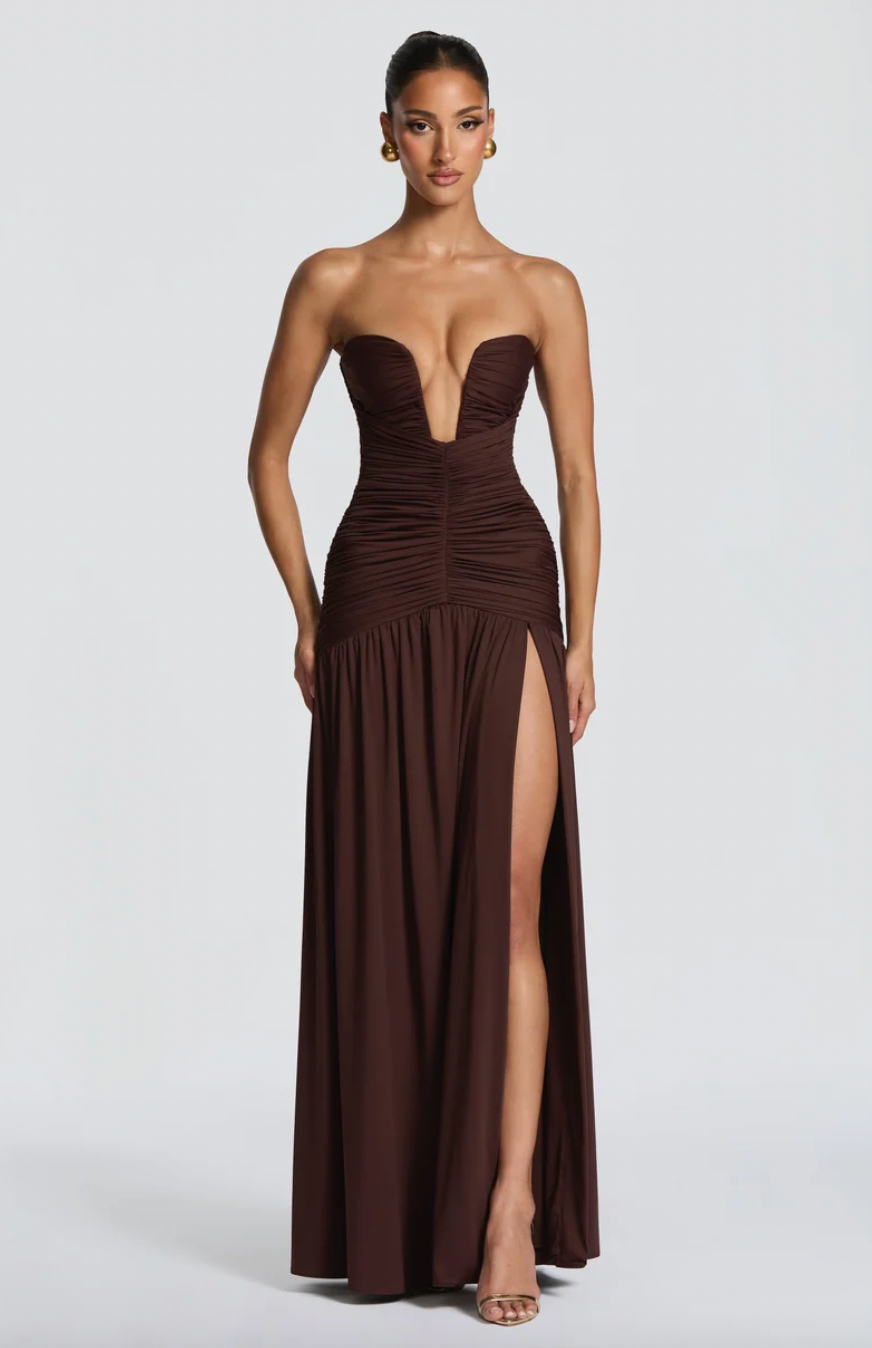 BABYBOO JUNIA MAXI DRESS PLUM BROWN