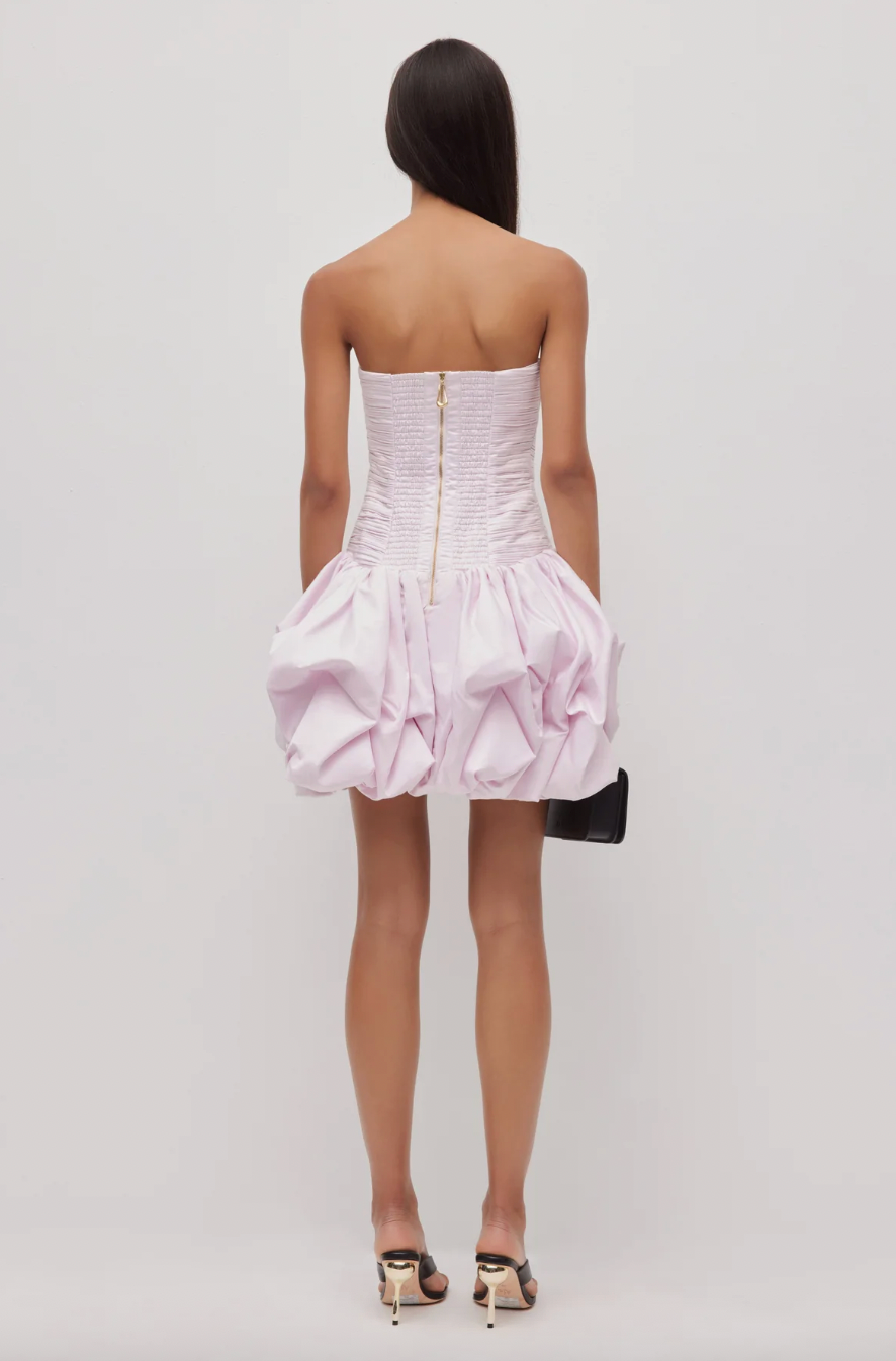 AJE VIOLETTE BUBBLE HEM MINI DRESS PASTEL PINK