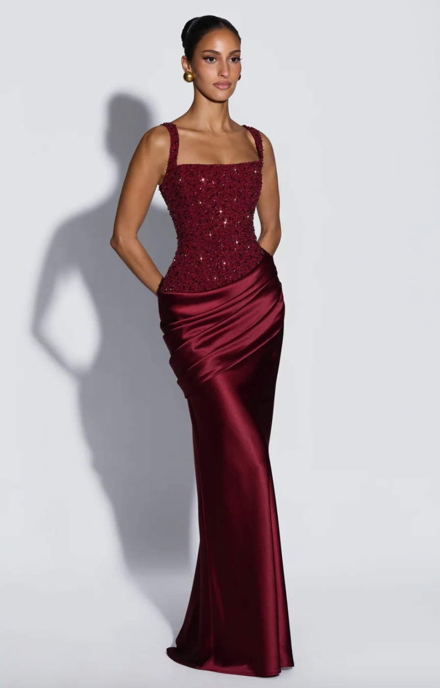 BABYBOO ALEXANDRIA MAXI DRESS BURGUNDY
