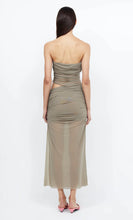 Load image into Gallery viewer, BEC AND BRIDGE IONA STRAPLESS MIDI DRESS TAUPE
