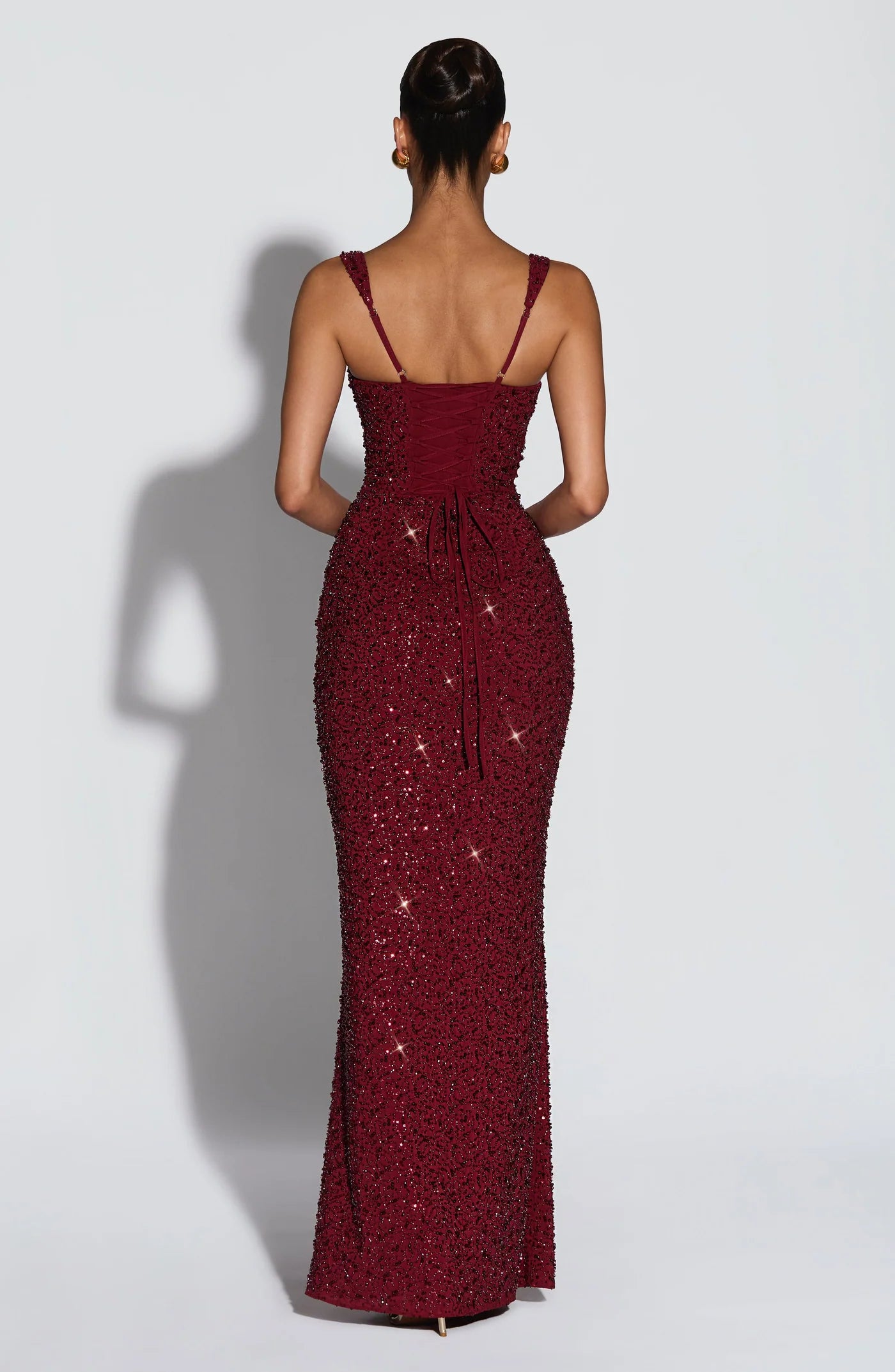 BABYBOO CALANTHE MAXI DRESS BURGUNDY SPARKLE