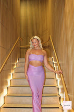 Load image into Gallery viewer, FOR SALE: HNTR THE LABEL YASMIN SHIMMER GOWN PURPLE
