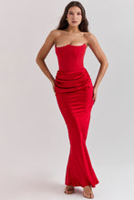 Load image into Gallery viewer, HOUSE OF CB PERSEPHONE CORSET MAXI DRESS SCARLET RED
