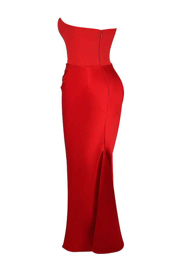 strapless open back dress HOUSE OF CB PERSEPHONE CORSET MAXI DRESS SCARLET RED – JMWEEKENDRENTAL main image 0