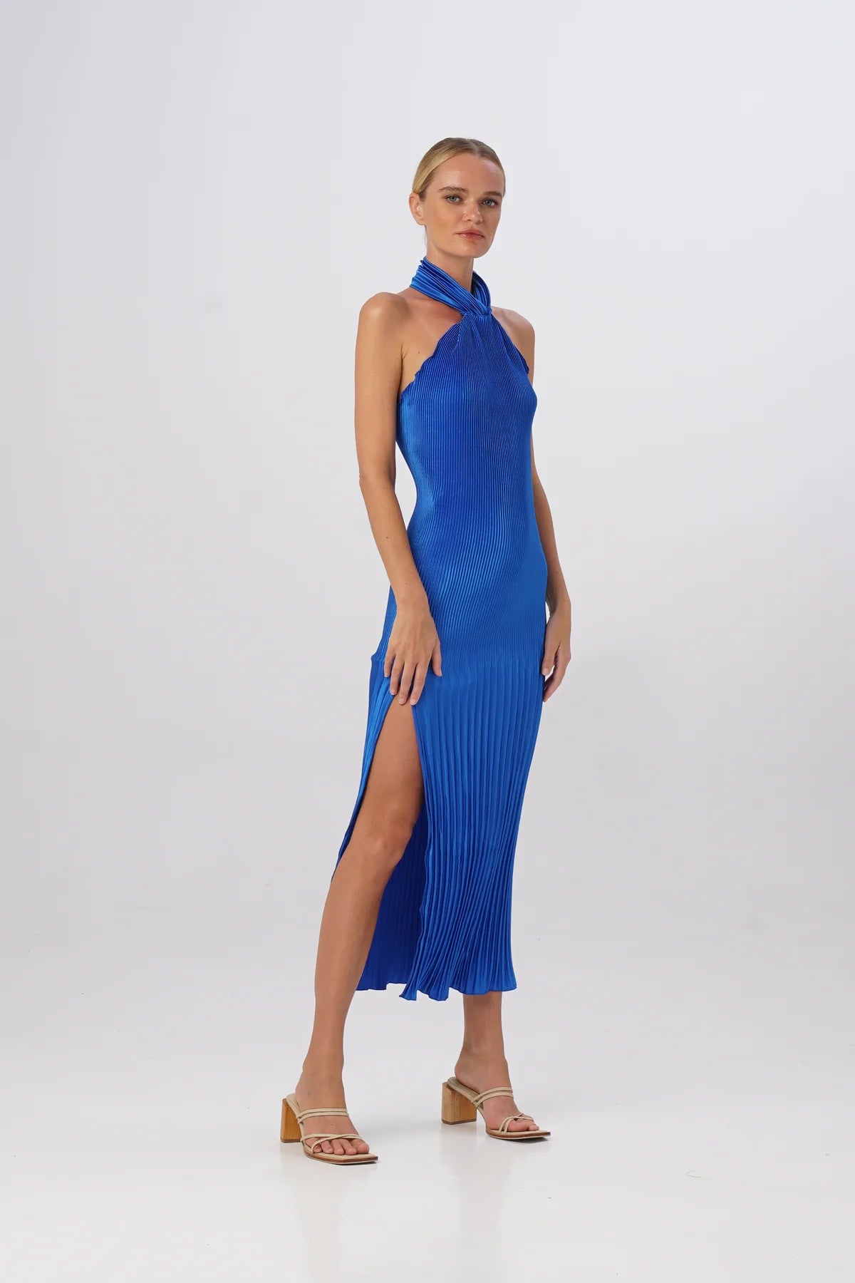 LIDEE WOMAN SOIREE PLEATED HALTER GOWN