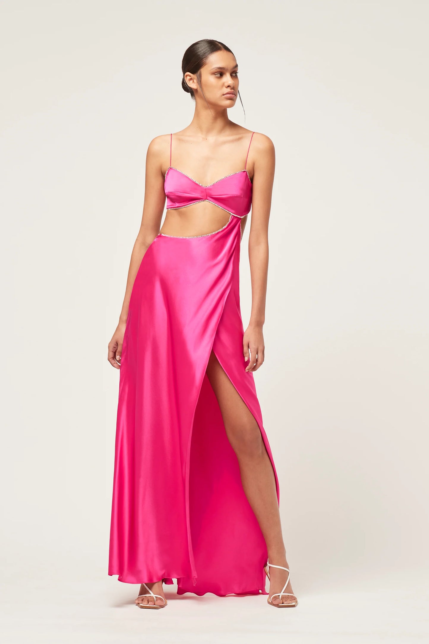 ONLINE WAREHOUSE SALE: MICHAEL LO SORDO SYMIC CRYSTALLINE LUNA GOWN PINK